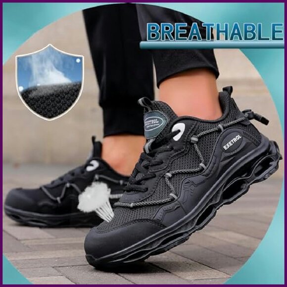 Steel Toe Safety Sneakers Lightweight Slip-Resistant Work Shoes Unisex - Picture 3 of 8